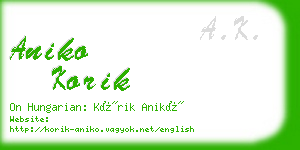 aniko korik business card